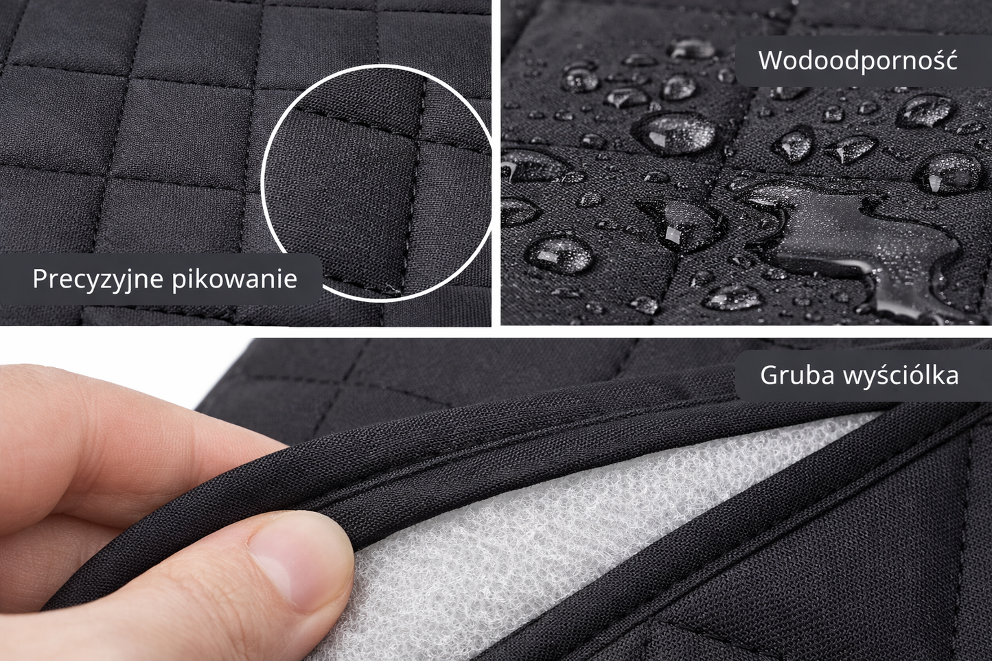 Wodoodporny pokrowiec samochodowy dla psa na tylnej kanapie – czarny