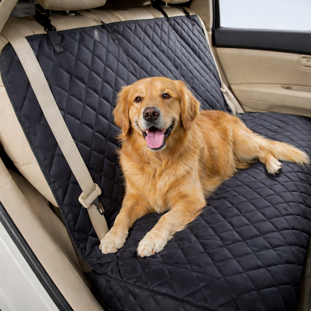 Wodoodporny pokrowiec samochodowy dla psa na tylnej kanapie – czarny