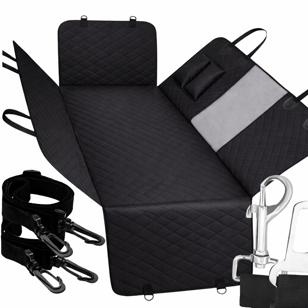 Wodoodporny pokrowiec samochodowy dla psa na tylnej kanapie – czarny