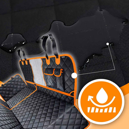 XXL RETOO PetCare 4-in-1 Waterproof 600D Dog Seat Cover, Protective Car Seat Mat for Pets, with Fasteners and Pockets, Durable Upholstery Protection Against Fur, Mud, and Scratches, Easy-to-Clean Travel Mat for Rear Seats of